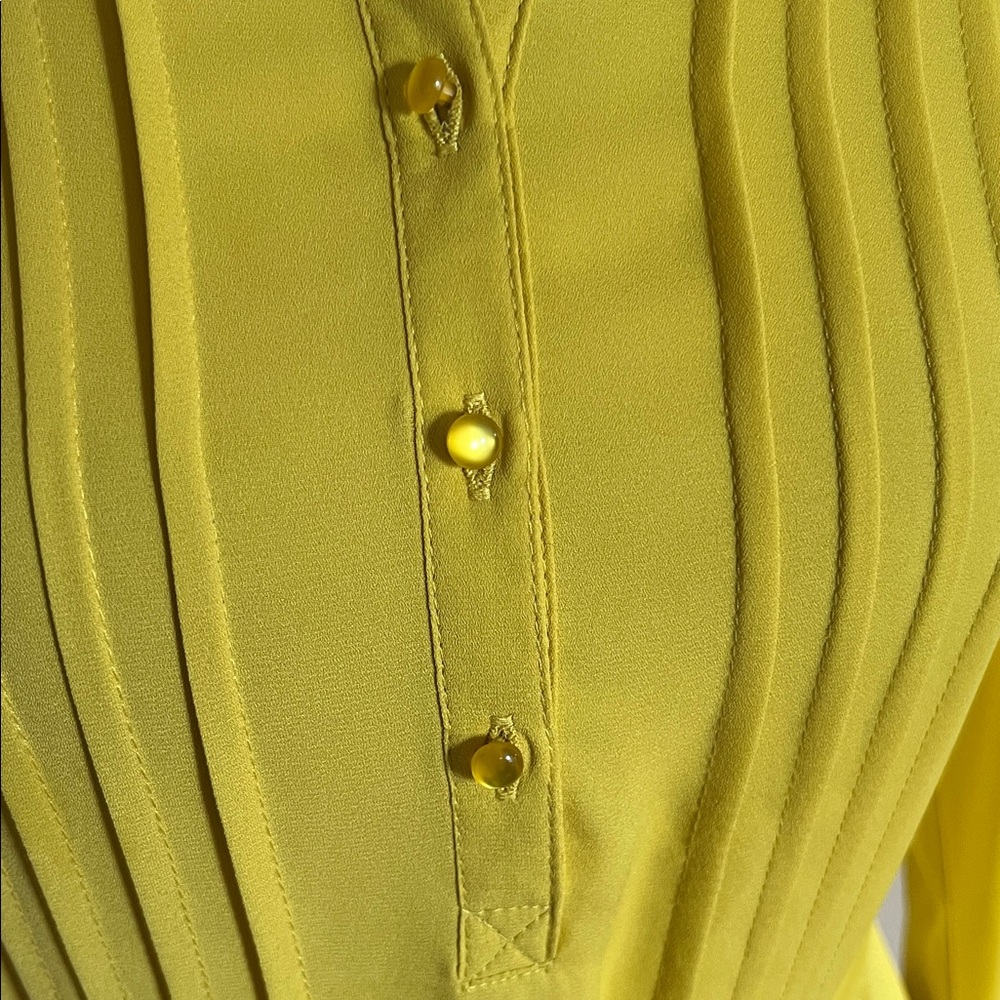 Nanette Lepore "Laurel Leaf" Pleated Midi Dress | Chartreuse NWT Size 4 - Picture 5 of 10